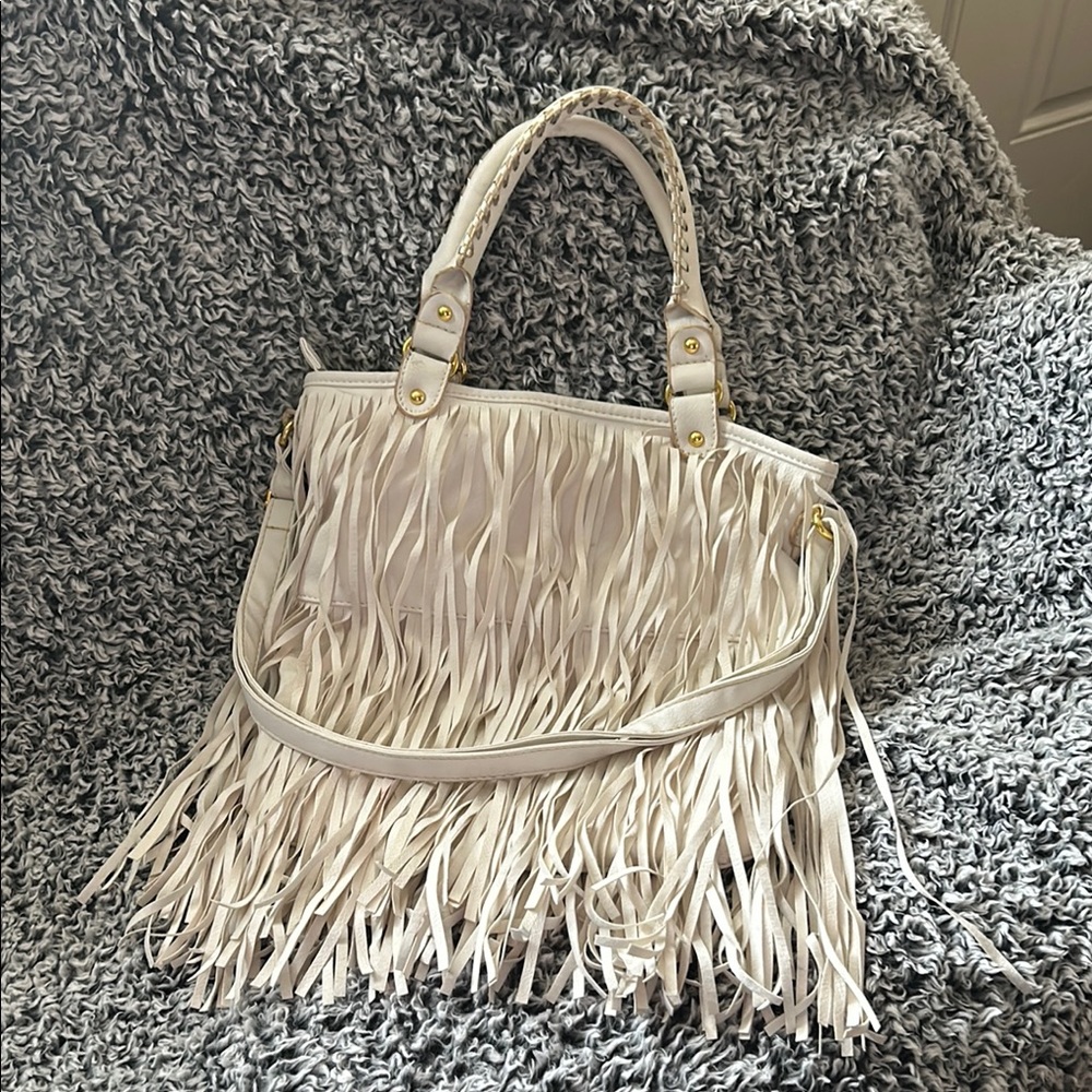Fringe White Handbag